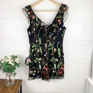 NIKIBIKI Black Garden Floral Embroidered Romper